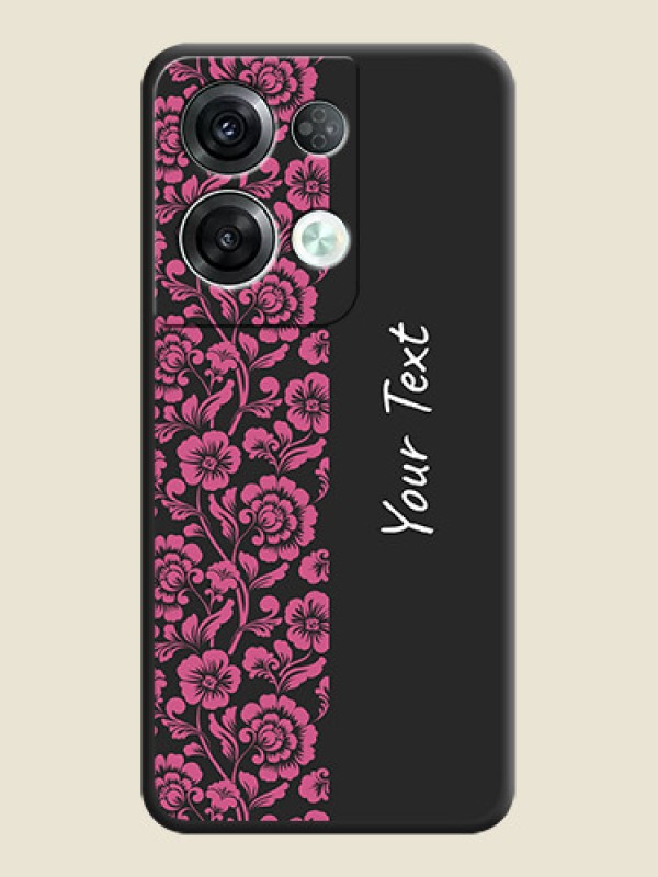 Custom Pink Floral Pattern Design With Custom Text On Space Black Personalized Soft Matte Phone Covers -Oppo Reno 8 Pro 5G - alternate view