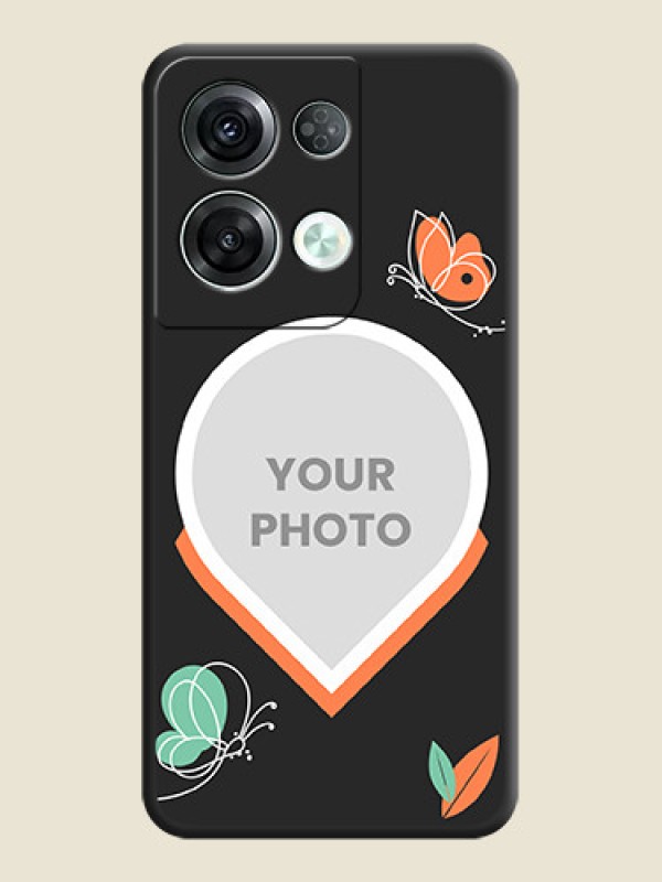 Custom Upload Pic With Simple Butterly Design On Space Black Personalized Soft Matte Phone Covers -Oppo Reno 8 Pro 5G - alternate view