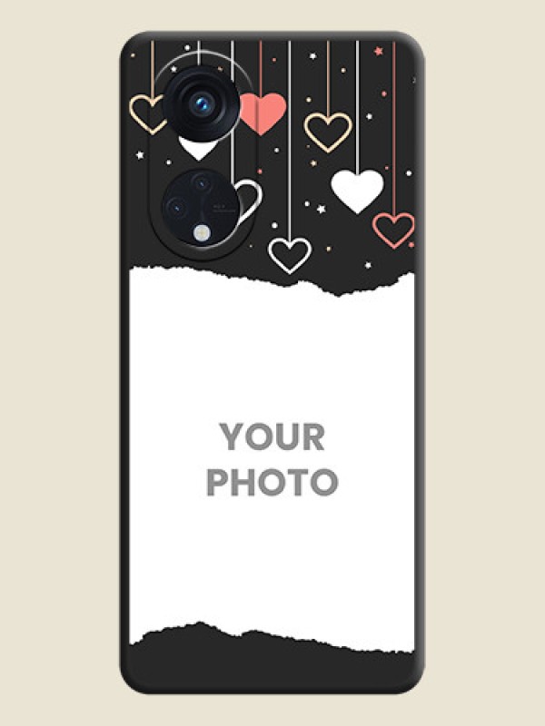 Custom Love Hangings with Splash Wave Picture on Space Black Custom Soft Matte Phone Back Cover - Oppo Reno 8T 5G - alternate view