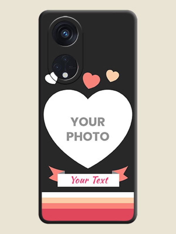 Custom Love Shaped Photo with Colorful Stripes on Personalised Space Black Soft Matte Cases - Oppo Reno 8T 5G - alternate view