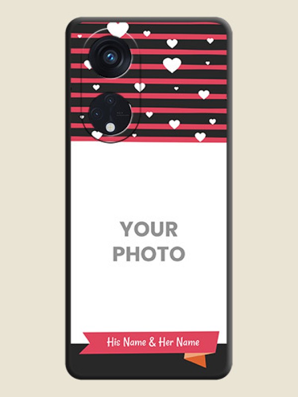 Custom White Color Love Symbols with Pink Lines Pattern on Space Black Custom Soft Matte Phone Cases - Oppo Reno 8T 5G - alternate view