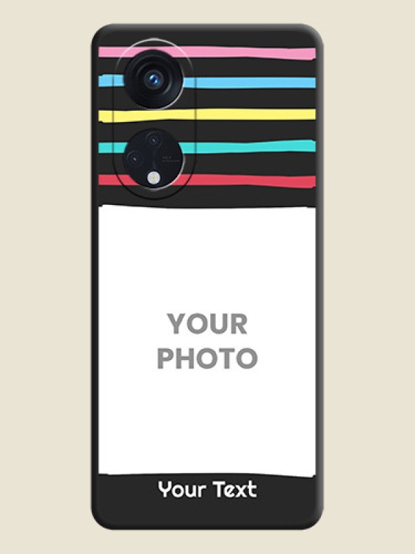 Custom Multicolor Lines with Image on Space Black Personalized Soft Matte Phone Covers - Oppo Reno 8T 5G - alternate view