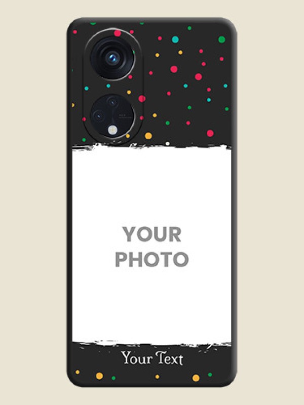 Custom Multicolor Dotted Pattern with Text on Space Black Custom Soft Matte Phone Back Cover - Oppo Reno 8T 5G - alternate view