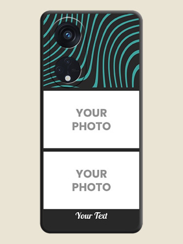 Custom Wave Pattern with 2 Image Holder on Space Black Personalized Soft Matte Phone Covers - Oppo Reno 8T 5G - alternate view