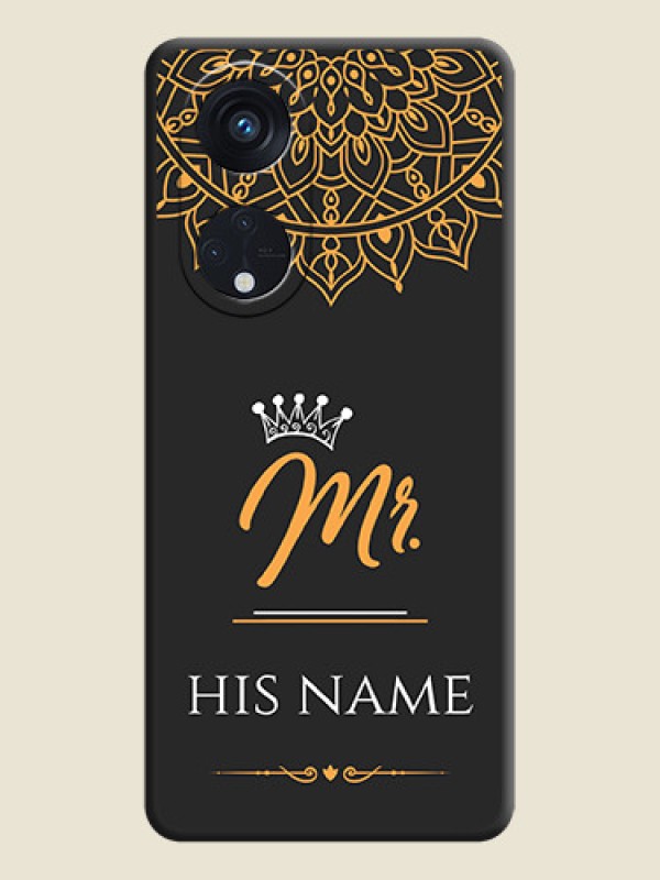 Custom Mr Name with Floral Design  on Personalised Space Black Soft Matte Cases - Oppo Reno 8T 5G - alternate view