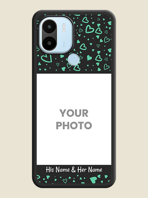 Custom Sea Green Indefinite Love Pattern on Photo on Space Black Soft Matte Mobile Cover - Poco C50 - alternate view
