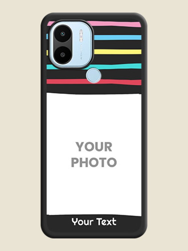 Custom Multicolor Lines with Image on Space Black Personalized Soft Matte Phone Covers - Poco C50 - alternate view
