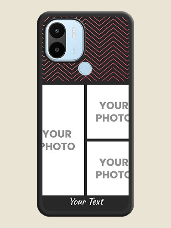 Custom Wave Pattern with 3 Image Holder on Space Black Custom Soft Matte Back Cover - Poco C50 - alternate view