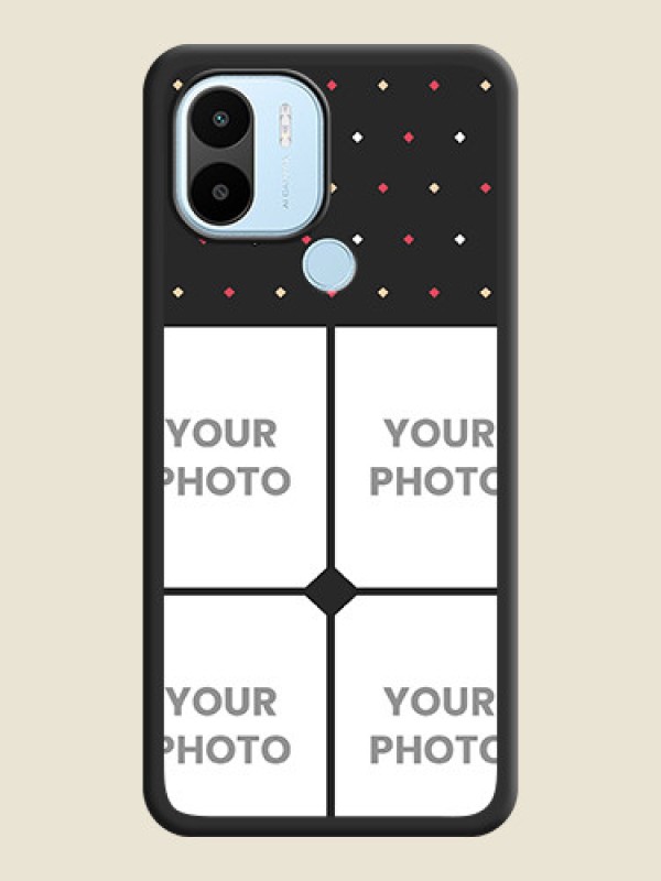 Custom Multicolor Dotted Pattern with 4 Image Holder on Space Black Custom Soft Matte Phone Cases - Poco C50 - alternate view