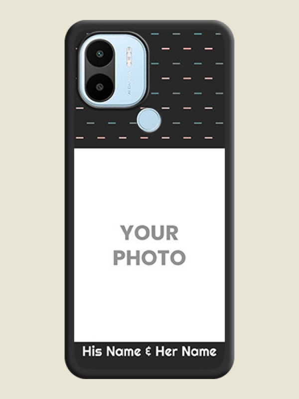 Custom Line Pattern Design with Text on Space Black Custom Soft Matte Phone Back Cover - Poco C50 - alternate view
