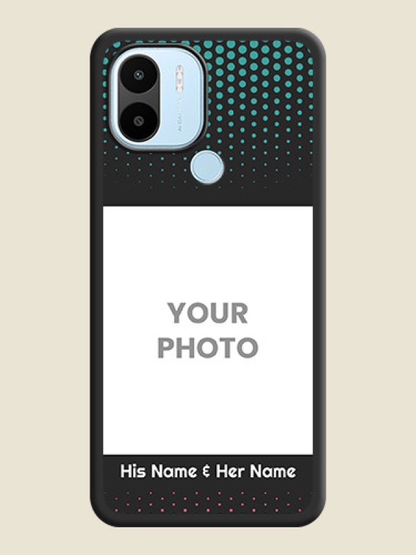 Custom Faded Dots with Grunge Photo Frame and Text on Space Black Custom Soft Matte Phone Cases - Poco C50 - alternate view