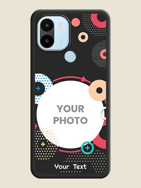 Custom Multicoloured Round Image on Personalised Space Black Soft Matte Cases - Poco C51 - alternate view
