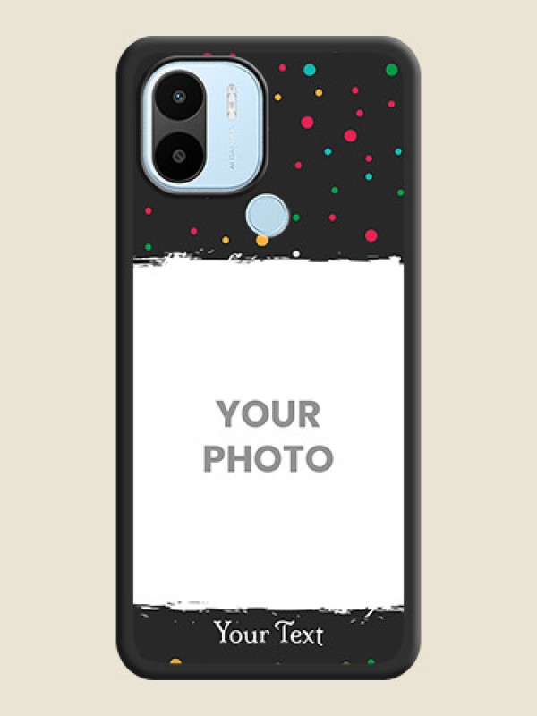 Custom Multicolor Dotted Pattern with Text on Space Black Custom Soft Matte Phone Back Cover - Poco C51 - alternate view