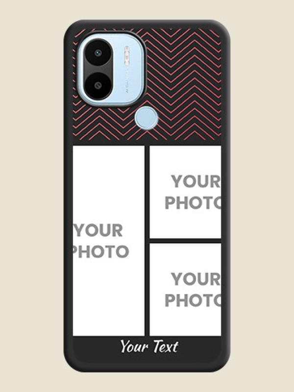 Custom Wave Pattern with 3 Image Holder on Space Black Custom Soft Matte Back Cover - Poco C51 - alternate view