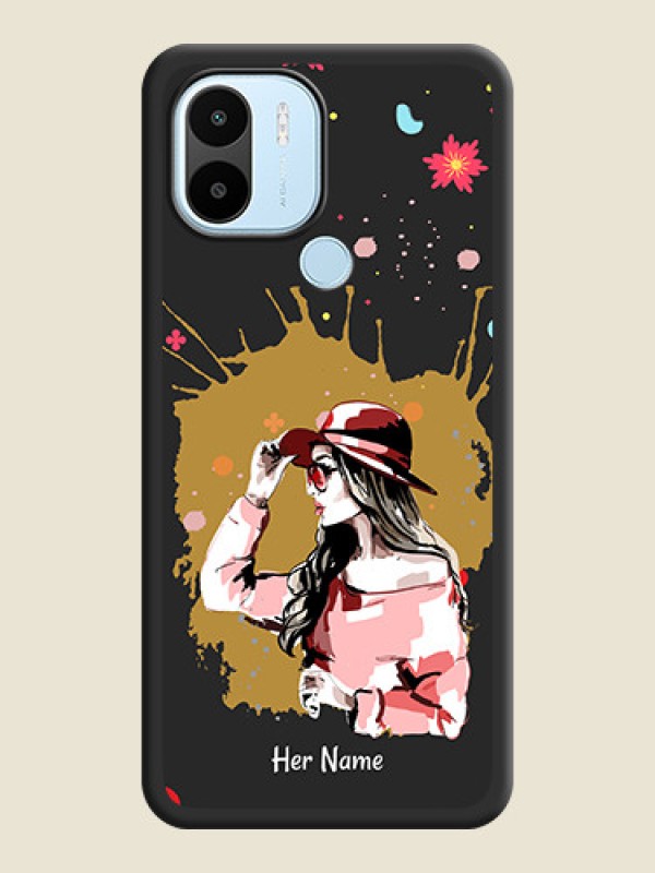 Custom Mordern Lady With Color Splash Background With Custom Text On Space Black Personalized Soft Matte Phone Covers -Poco C51 - alternate view