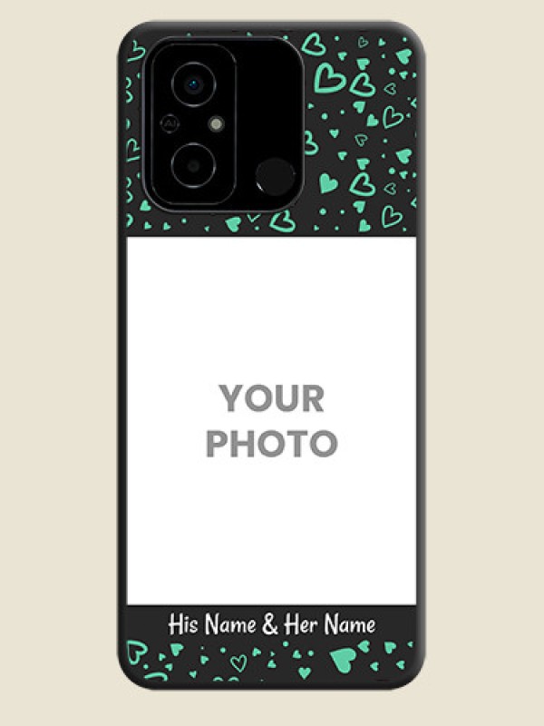 Custom Sea Green Indefinite Love Pattern on Photo on Space Black Soft Matte Mobile Cover - Poco C55 - alternate view
