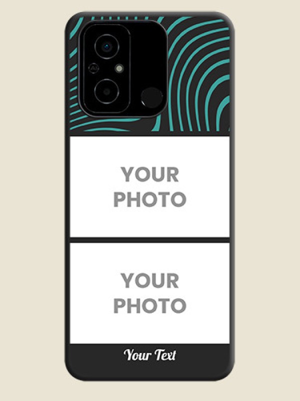 Custom Wave Pattern with 2 Image Holder on Space Black Personalized Soft Matte Phone Covers - Poco C55 - alternate view