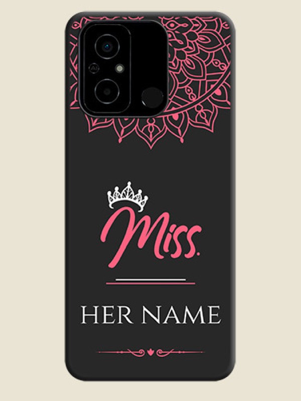 Custom Mrs Name with Floral Design on Space Black Personalized Soft Matte Phone Covers - Poco C55 - alternate view