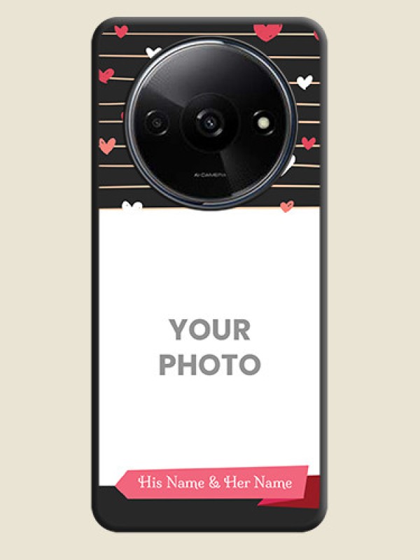 Custom Love Pattern with Name on Pink Ribbon - Photo on Space Black Soft Matte Back Cover - Poco C61 - alternate view