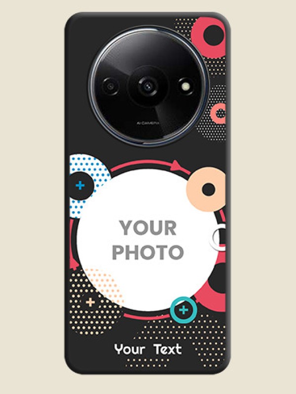 Custom Multicoloured Round Image on Personalised Space Black Soft Matte Cases - Poco C61 - alternate view