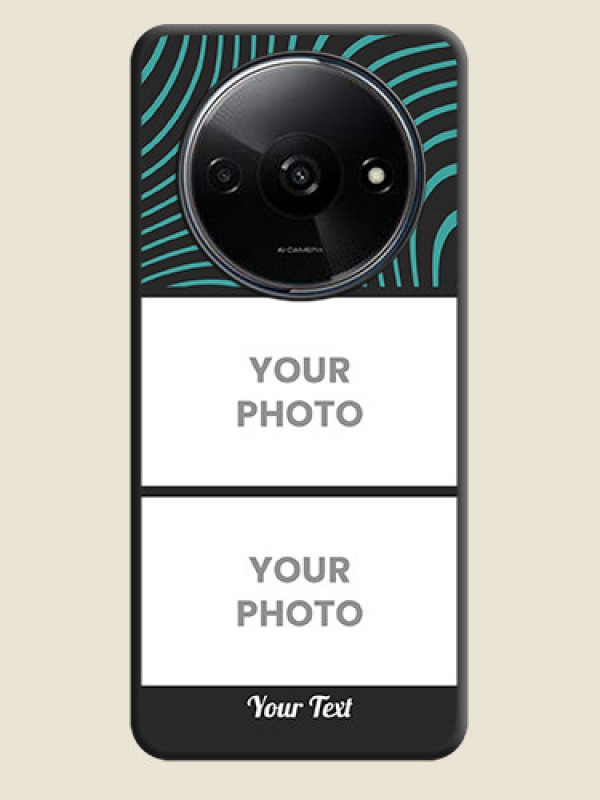 Custom Wave Pattern with 2 Image Holder on Space Black Personalized Soft Matte Phone Covers - Poco C61 - alternate view