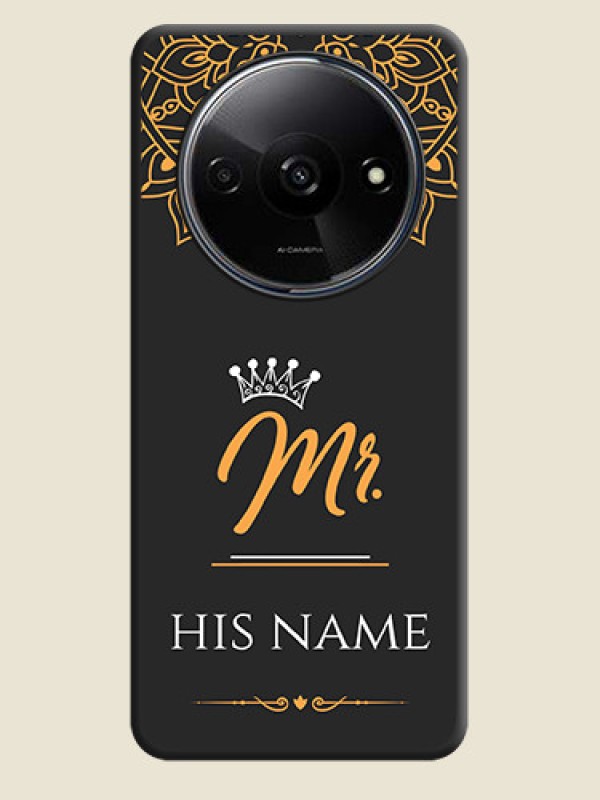 Custom Mr Name with Floral Design on Personalised Space Black Soft Matte Cases - Poco C61 - alternate view