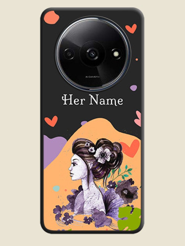 Custom Namecase For Her With Fancy Lady Image On Space Black Personalized Soft Matte Phone Covers - Poco C61 - alternate view