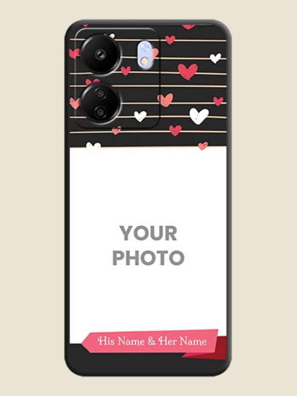 Custom Love Pattern with Name on Pink Ribbon  on Photo On Space Black Custom Soft Matte Mobile Back Cover - Poco C65 - alternate view