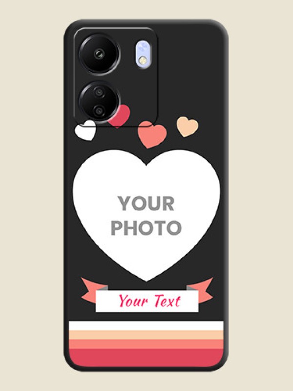 Custom Love Shaped Photo with Colorful Stripes On Space Black Custom Soft Matte Mobile Back Cover - Poco C65 - alternate view