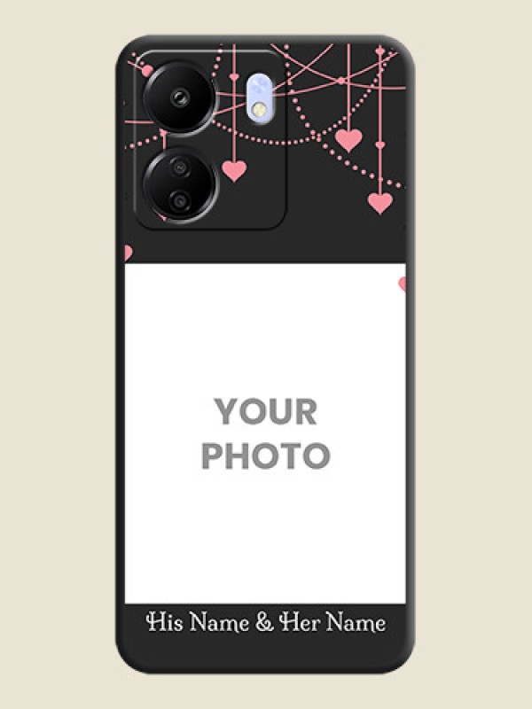 Custom Pink Love Hangings with Text On Space Black Custom Soft Matte Mobile Back Cover - Poco C65 - alternate view