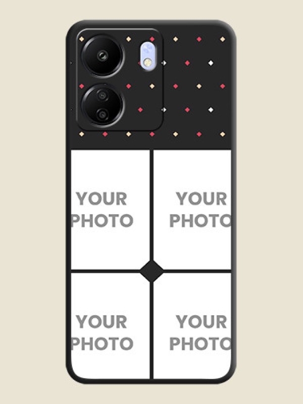 Custom Multicolor Dotted Pattern with 4 Image Holder On Space Black Custom Soft Matte Mobile Back Cover - Poco C65 - alternate view