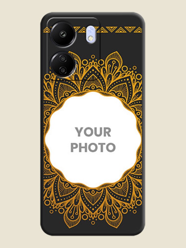 Custom Round Image with Floral Design On Space Black Custom Soft Matte Mobile Back Cover - Poco C65 - alternate view