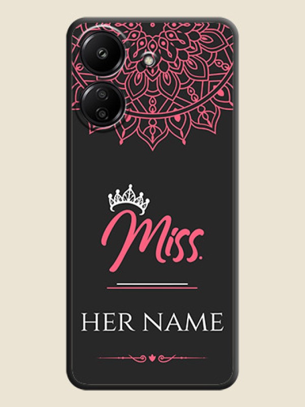 Custom Mrs Name with Floral Design On Space Black Custom Soft Matte Mobile Back Cover - Poco C65 - alternate view