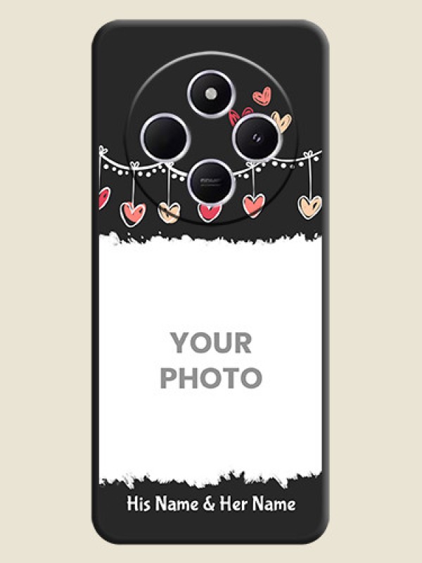 Custom Pink Love Hangings with Name On Space Black Custom Soft Matte Mobile Back Cover - Poco C75 5G - alternate view