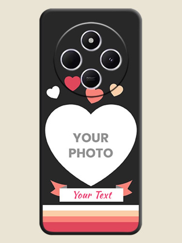 Custom Love Shaped Photo with Colorful Stripes On Space Black Custom Soft Matte Mobile Back Cover - Poco C75 5G - alternate view