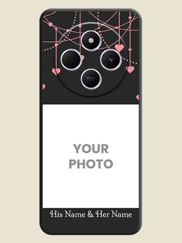 Custom Pink Love Hangings with Text On Space Black Custom Soft Matte Mobile Back Cover - Poco C75 5G - alternate view