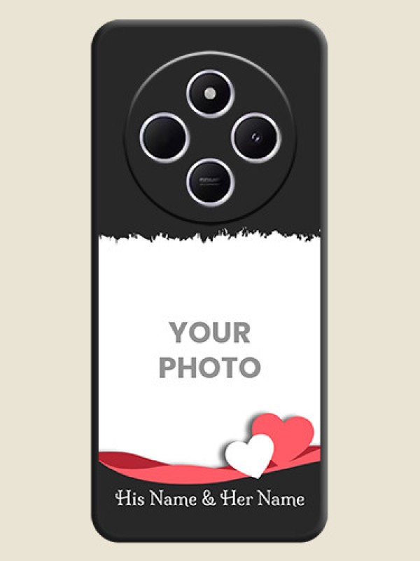 Custom Pin Color Love Shaped Ribbon Design with Text On Space Black Custom Soft Matte Mobile Back Cover - Poco C75 5G - alternate view