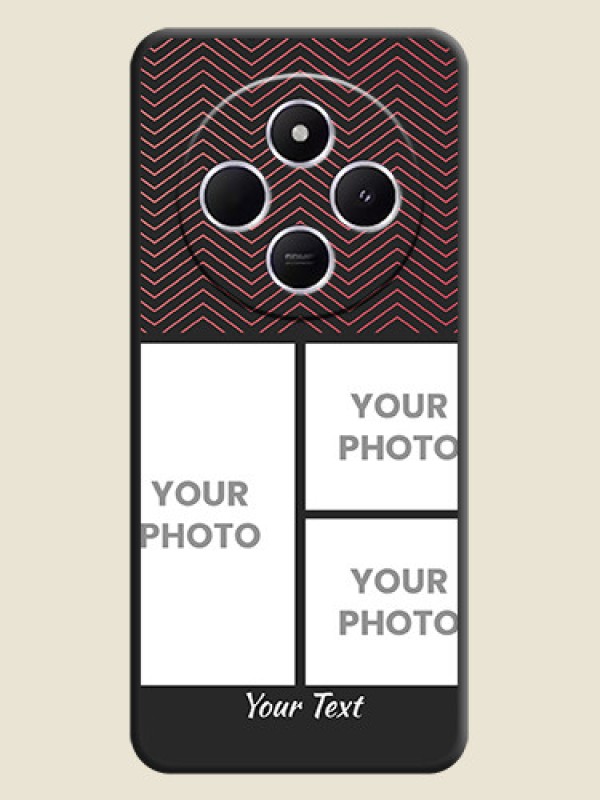 Custom Wave Pattern with 3 Image Holder On Space Black Custom Soft Matte Mobile Back Cover - Poco C75 5G - alternate view