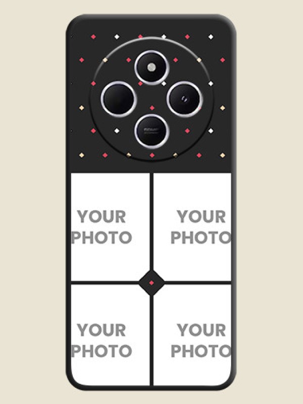 Custom Multicolor Dotted Pattern with 4 Image Holder On Space Black Custom Soft Matte Mobile Back Cover - Poco C75 5G - alternate view