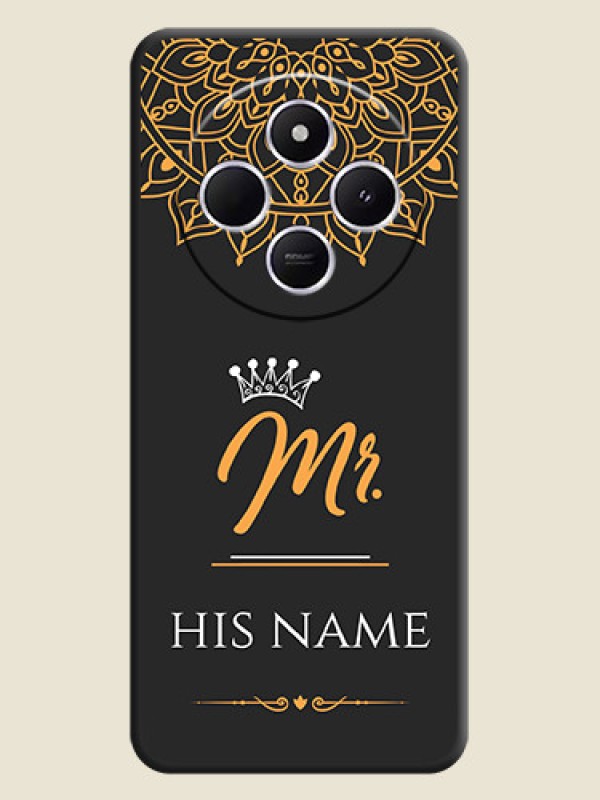 Custom Mr Name with Floral Design On Space Black Custom Soft Matte Mobile Back Cover - Poco C75 5G - alternate view