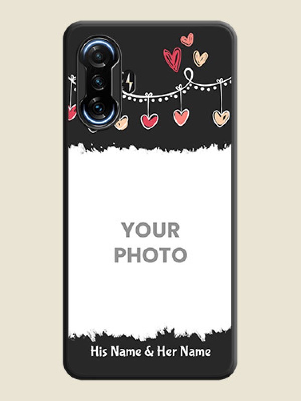 Custom Pink Love Hangings with Name on Space Black Custom Soft Matte Phone Cases - POco F3 GT - alternate view