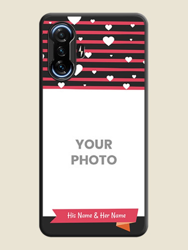Custom White Color Love Symbols with Pink Lines Pattern on Space Black Custom Soft Matte Phone Cases - POco F3 GT - alternate view