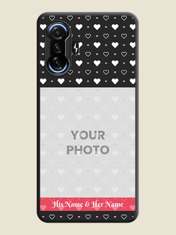 Custom White Color Love Symbols with Text Design on Photo on Space Black Soft Matte Phone Cover - POco F3 GT - alternate view