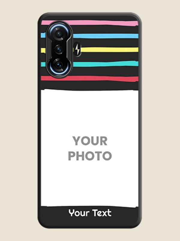 Custom Multicolor Lines with Image on Space Black Personalized Soft Matte Phone Covers - POco F3 GT - alternate view
