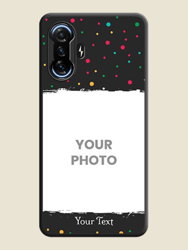 Custom Multicolor Dotted Pattern with Text on Space Black Custom Soft Matte Phone Back Cover - POco F3 GT - alternate view