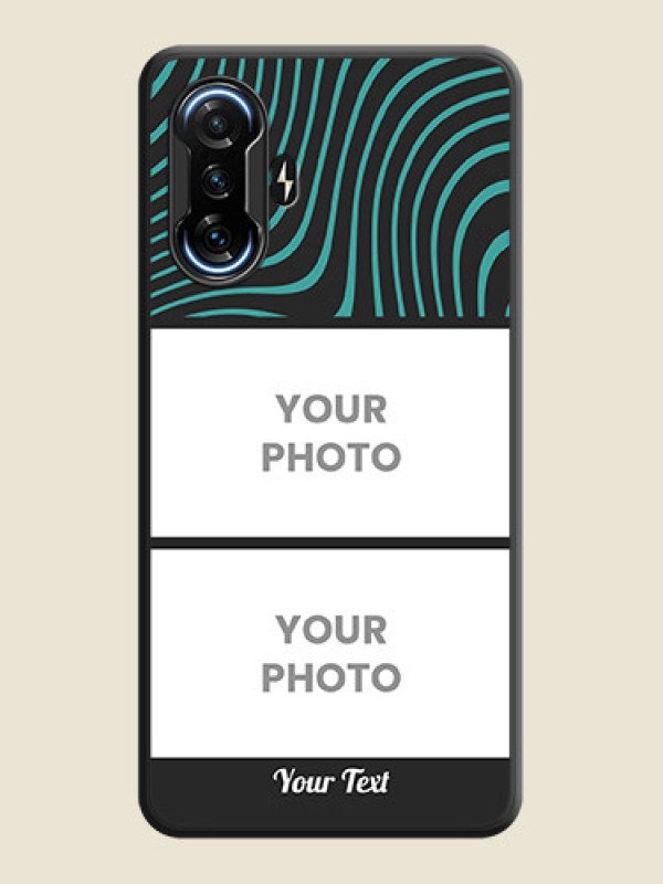 Custom Wave Pattern with 2 Image Holder on Space Black Personalized Soft Matte Phone Covers - POco F3 GT - alternate view