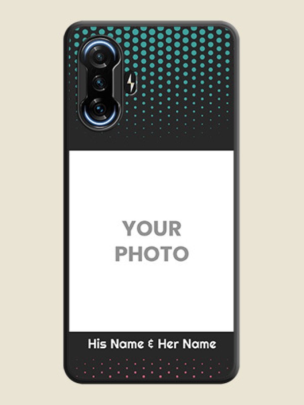 Custom Faded Dots with Grunge Photo Frame and Text on Space Black Custom Soft Matte Phone Cases - POco F3 GT - alternate view