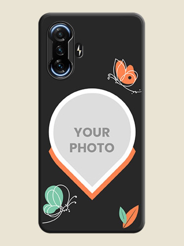 Custom Upload Pic With Simple Butterly Design On Space Black Personalized Soft Matte Phone Covers -Poco F3 Gt - alternate view