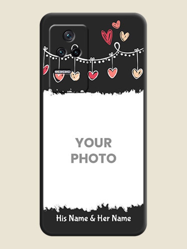 Custom Pink Love Hangings with Name on Space Black Custom Soft Matte Phone Cases - Poco F4 5G - alternate view