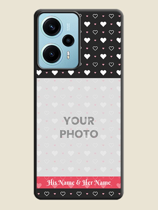 Custom White Color Love Symbols with Text Design on Photo On Space Black Custom Soft Matte Mobile Back Cover - Poco F5 - alternate view